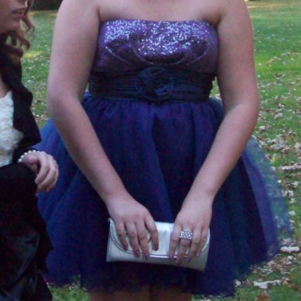 Poofy purple and blue dress